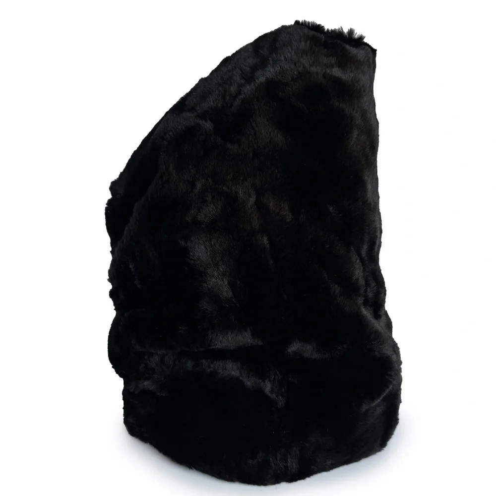Vintage Norma Kamali OMO Black Faux Fur Sculptural Hat 1980s HTF